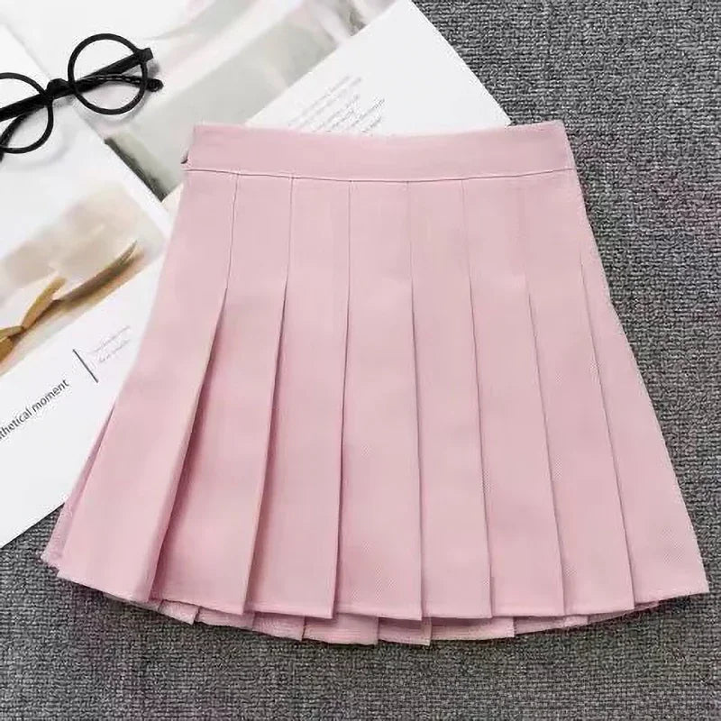 Children's Skirt With Shorts Spring Korea Style Clothes Black A Line High Waist Mini Dress Summer Black Pleated Skirt for Girl