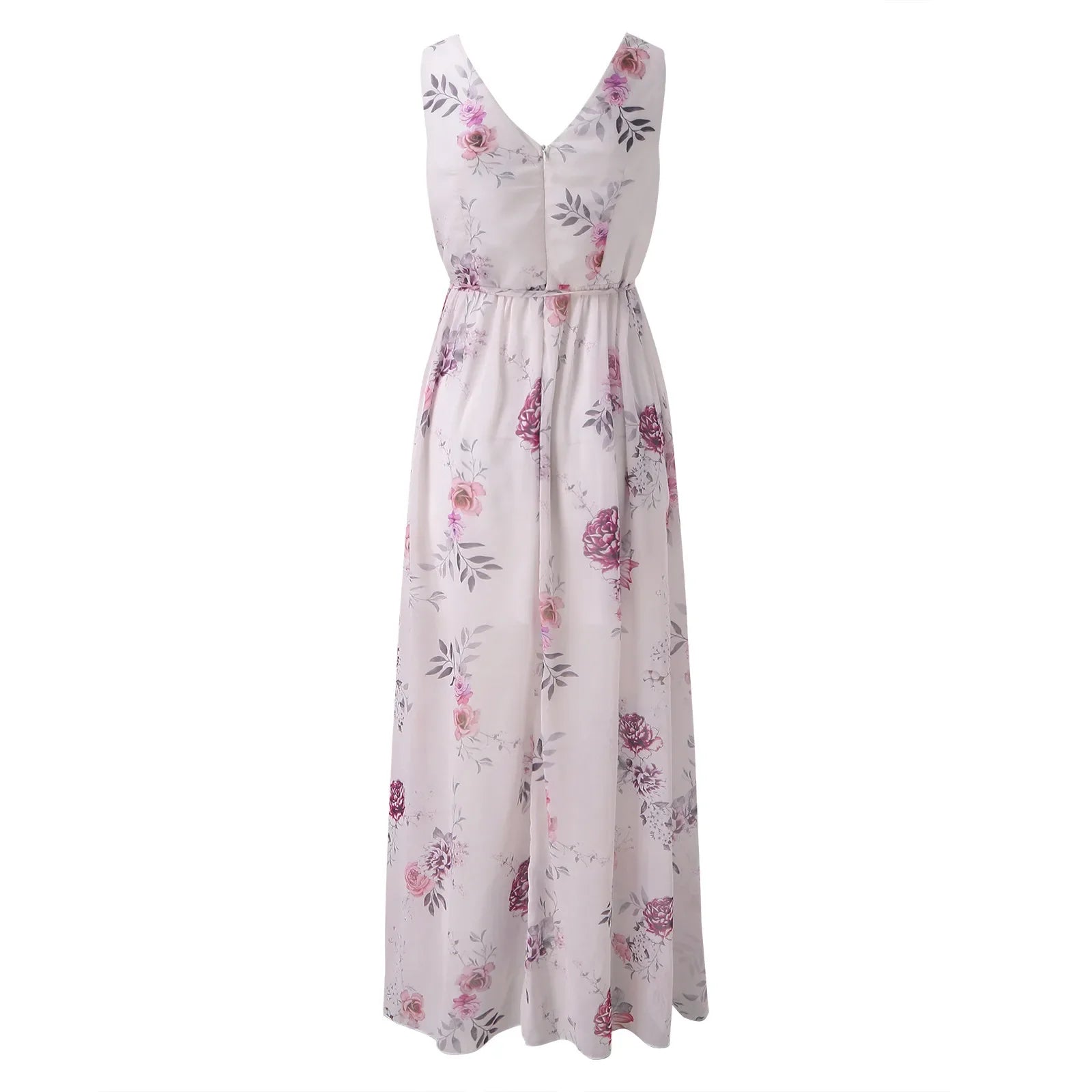 Dresses For Women Evening Dress Printed V Neck Sleeveless Dress Beach Vacation Chiffon Evening Party Long High Slit Dress