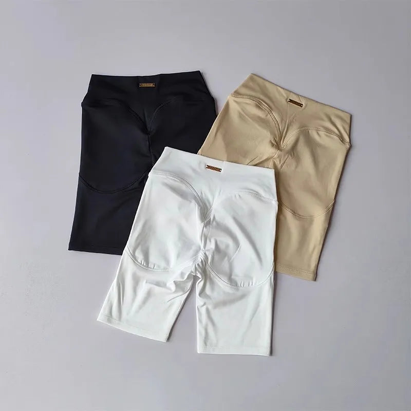 Women's yoga exercise shorts, high waist, tight fit, quick drying peach hip yoga five point exercise and fitness pants