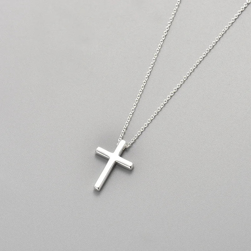 925 Sterling Silver Necklace For Women Adjustable Simple Cross Shape Necklace O-Chain Choker Necklaces Birthday Gift Chocker