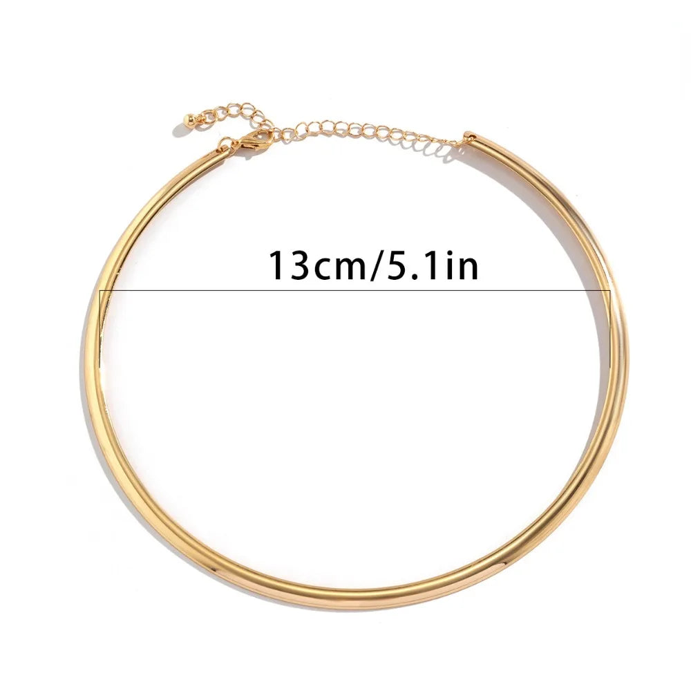 Elegant Simple Chunky Circle Necklace for Women Trendy Choker Collar 2024 Fashion Jewelry on The Neck Accessories Female