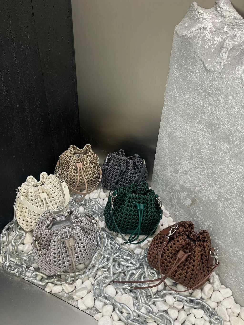 Tote bag woman Bucket bag handbags for women Nylon underarm purse European-style hand-woven bag for women