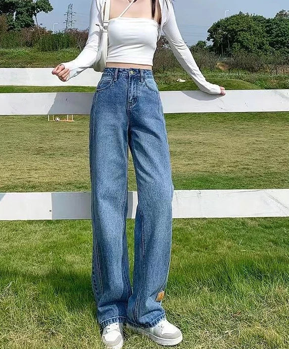 Denim Pants Woman High Waist Shot Straight Leg Trousers Jeans for Women with Pockets Office Retro Fashion Casual Luxury Designer