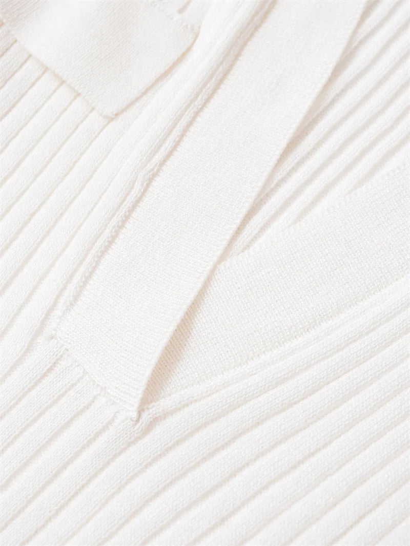 Women's Tops New Fall 2025 Solid Color Long Sleeve Lapel Slim Knit Top Sexy V-Neck Design Casual Fashion Personality Versatile