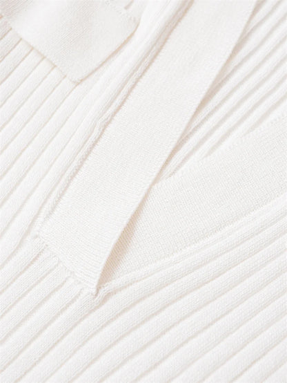 Women's Tops New Fall 2025 Solid Color Long Sleeve Lapel Slim Knit Top Sexy V-Neck Design Casual Fashion Personality Versatile