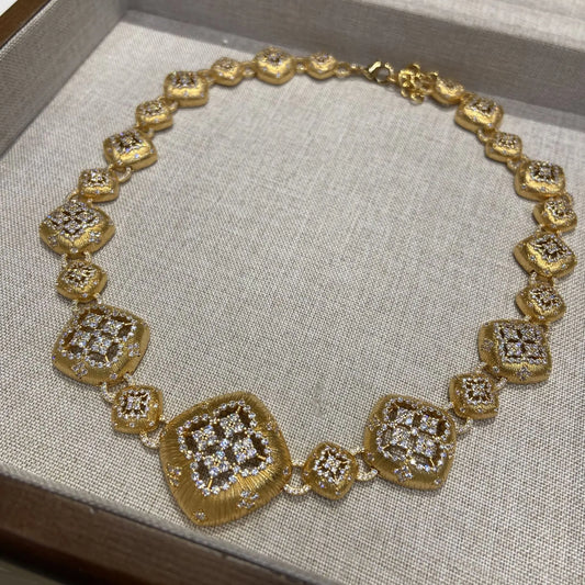 Women Hand-brushed two-color Gold Ring Earrings Necklace Bracelet