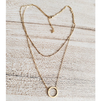 Stainless steel necklace for women Double necklace Vintage Bohemian round pendant necklace jewelry
