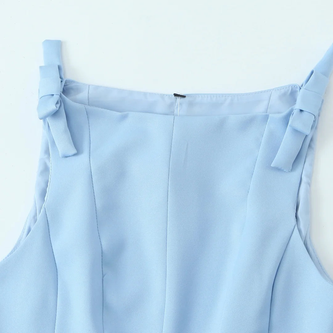 TRAF Top for Women Fashion Summer Short Skirt Hem Bow Sleeveless O-neck Blouse Street Clothing Vest Tank Chic Ladies Tops Mujer