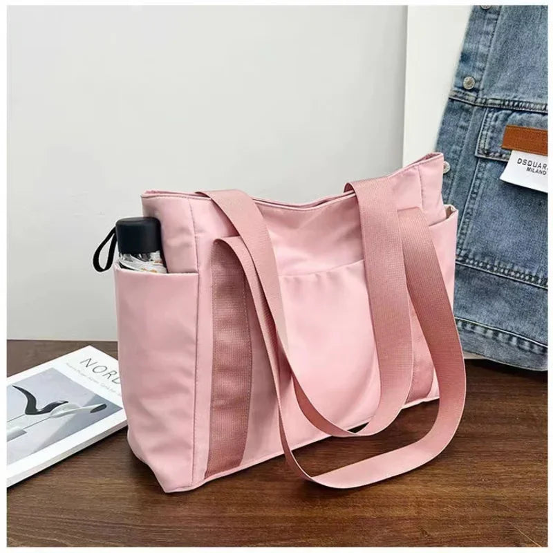 Women's Bag Solid Color Tote Bag Commuting Shoulder Bag Leisure Simple Mommy Go Out Bag Large Capacity Nylon Handbag