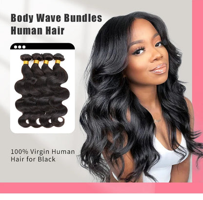 Body Wave Bundles Human Hair Brazilian Hair Weave Bundles 100% Natural Black Human Hair Extensions 1 3 4 PCS Bundles
