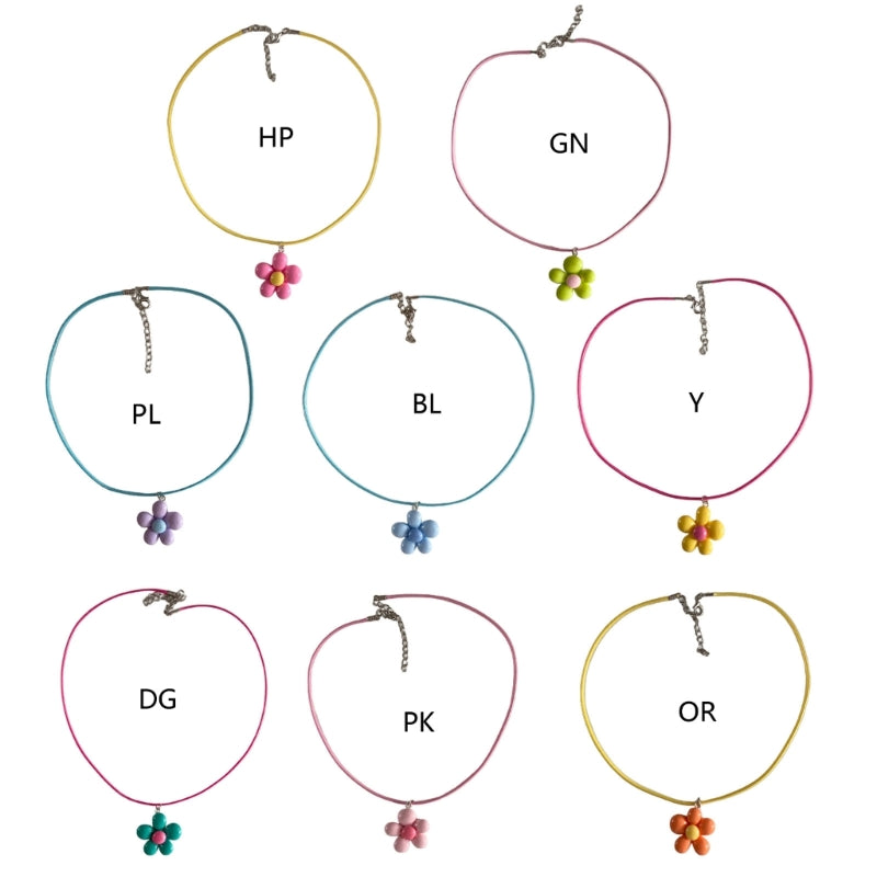 Colorful Flower Necklace Statement Pendant Necklace Floral Design Neck Jewelry Rope Necklace Perfect Gift for Women Girl