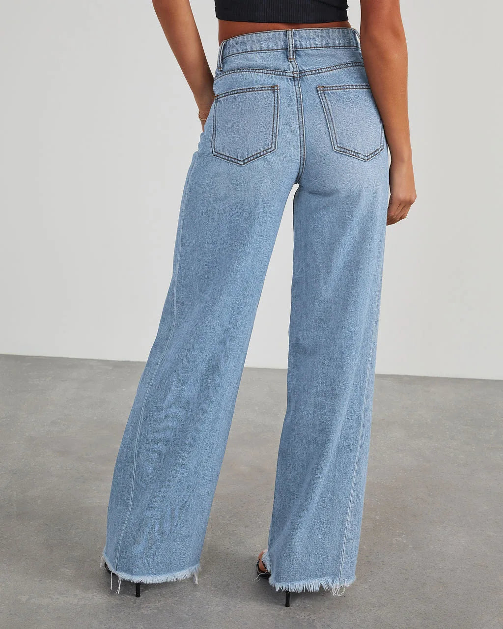 High-waisted Straight-leg Furred Jeans, Women's New Fashion High-waisted Wide-leg Pants Jeans,spring and Autumn for Women Y2k