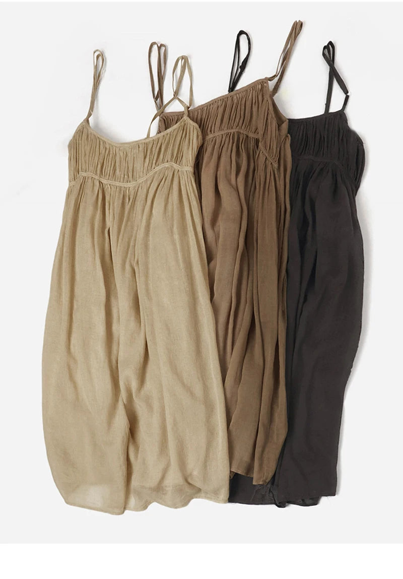 100% Cotton Dresses For Women 2022 Sexy Adjustable Strap Sleeveless Ruched Elegant Party Dresses Vestidos Femininos Frete GráTis