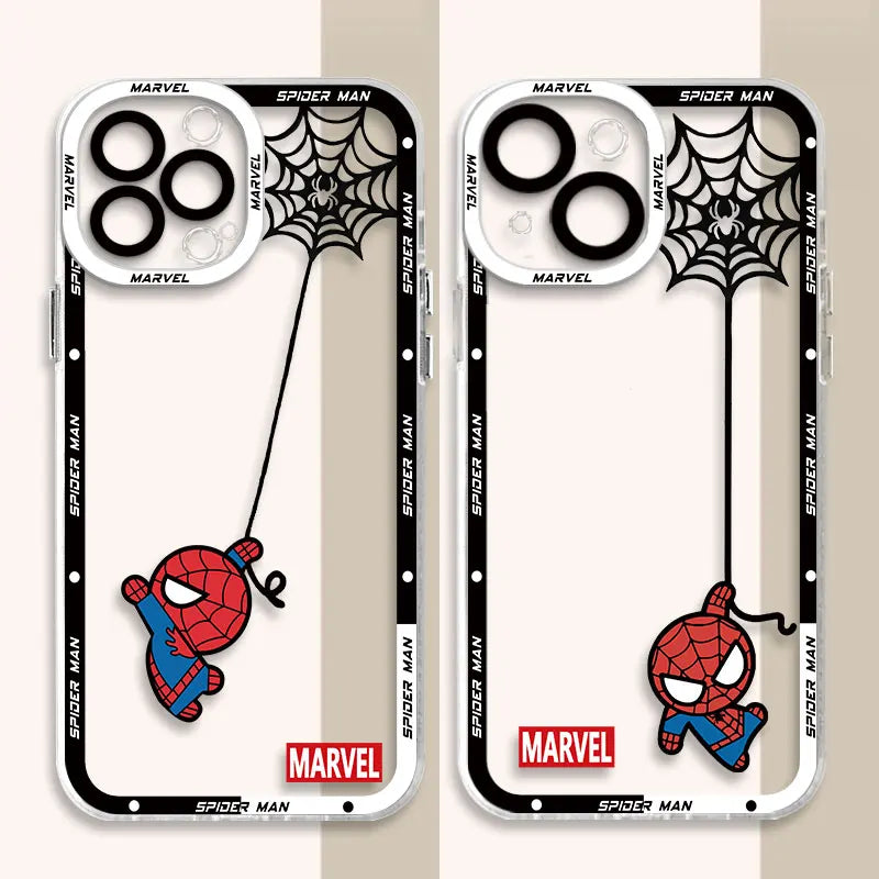 phone Soft case for iphone 11 14 13 cases 15 8 Plus XR 7 12 Pro 6S XS Max Mini X SE funda TPU Coque Spider Web Spiderman Marvel