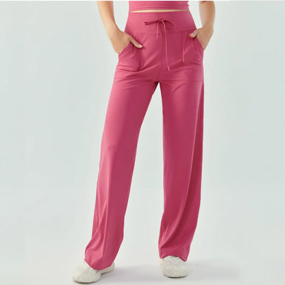 Yoga Pants Women Wide Leg Pants with Pockets High Waist Stretch Work Dress Pants Buttery Soft Casual Lounge Sweatpants Comfy