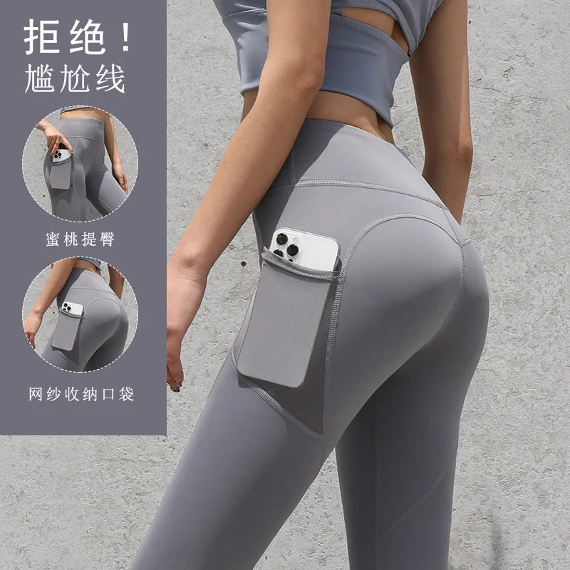 2024 Yoga Pants With Pocket Women Leggings For Fitness Nylon High Waist Long Pants Women Hip Push UP Tights Women Gym Clothing