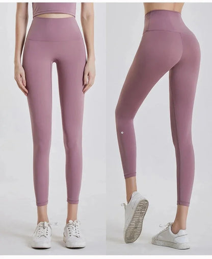 High Waisted Nude Feeling No Embarrassment Line Yoga Pants Women Stretch Firming Lift Hip Sports Fitness Bottom Pants