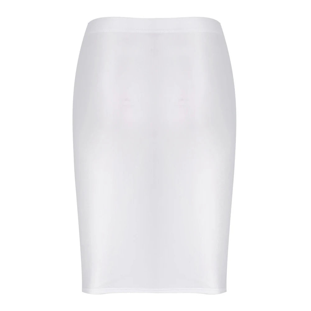 Mini Skirts Skirt For Women Autumn Bodycon Clubwear Glossy Shiny Stretchy Summer Tight Fitting High Waist Knee-length