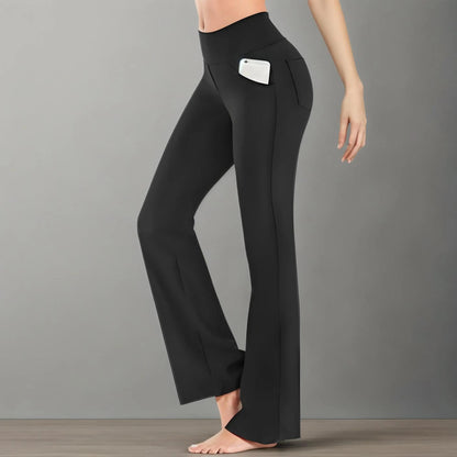 2025 Women's High Waist Yoga Pants 4-Way Stretch Workout Trousers with Pockets, Tummy Control Gym to Office Black Leggings S-3XL