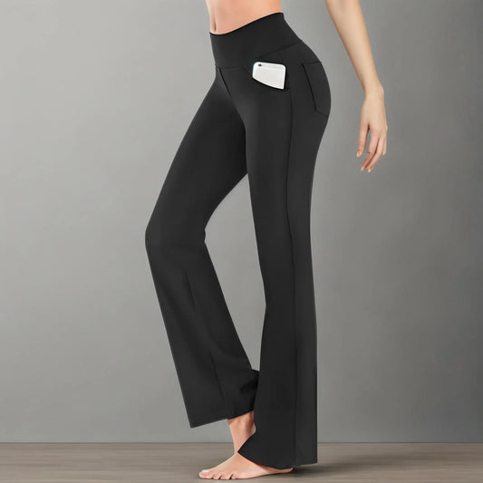 2025 Women's High Waist Yoga Pants 4-Way Stretch Workout Trousers with Pockets, Tummy Control Gym to Office Black Leggings S-3XL