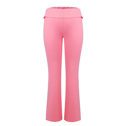 Long Pants Women Fashion Trousers Solid Elastic Leggings Flare Bottoms High Waist Wide Leg Athletic Yoga Bell Pants Summer
