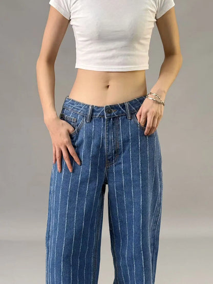 Worn-out jacquard jeans for women  Spring Summer 2025 new style  High waisted  wide leg  loose fit  slimming effect