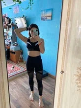 Yoga Pants High Waist Yoga Pants Sports Female Clothing Sexy Hollow Stripe Seamless Leggings Women Fitness Leggings Gym