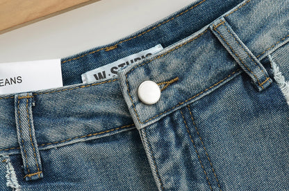 Mini skirts for women high waisted denim skirt black distressed jeans skirts womens 2024 Summer clothes blue jean skirts ripped