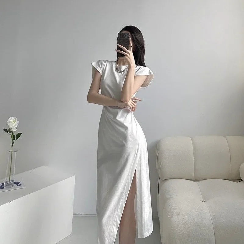 White Dresses for Women 2024 Woman Dress Clothes Midi X New in Chic and Elegant Pretty Cheap Casual Y2k Outfits Harajuku Cotton