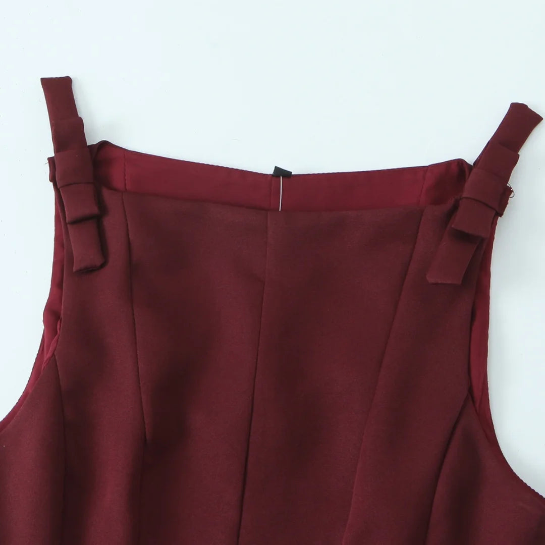 TRAF Top for Women Fashion Summer Short Skirt Hem Bow Sleeveless O-neck Blouse Street Clothing Vest Tank Chic Ladies Tops Mujer