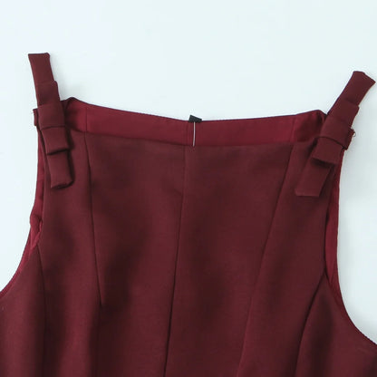 TRAF Top for Women Fashion Summer Short Skirt Hem Bow Sleeveless O-neck Blouse Street Clothing Vest Tank Chic Ladies Tops Mujer