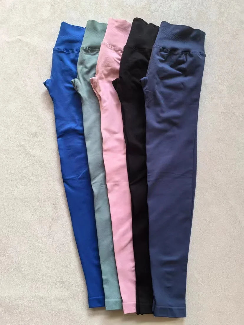 Yoga Pants Impact Leggings Women High Stretch Low Ribbed Band Seamless Scrunch Gym Leggings Fitness Sweat Wicking Workout Tights