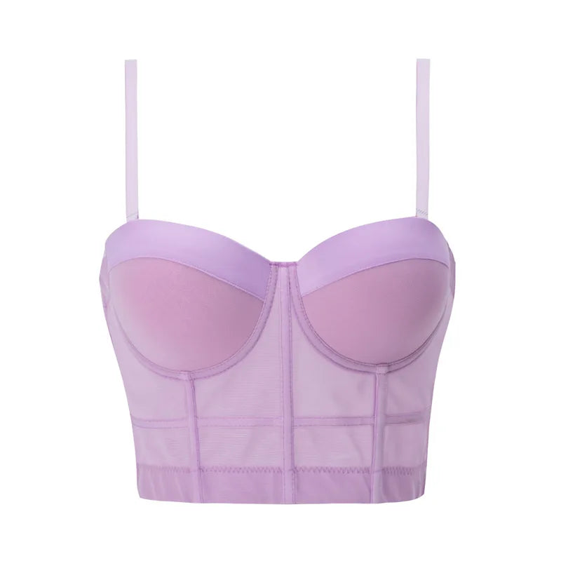 Top Women Bra Bandeau Corset Underwear Sexy Sleeveless with Chest Pad Ladies Y2K Lace Tank Tops Wrapped Vest Tube Top Cropped