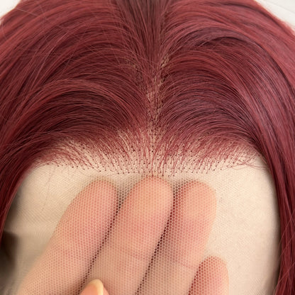 Long Wine Dark Red Wavy for Women Synthetic Free Part Loose Curly Burgundy Heat Resistant Fiber Wigs for Daily Party Cosplay