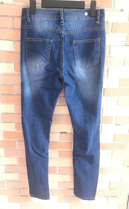 New Designer Denim Women 2025 High Waist Ripped Jeans for Women Skinny Black White Jeans Woman Elastic Slim Jean Female Femme