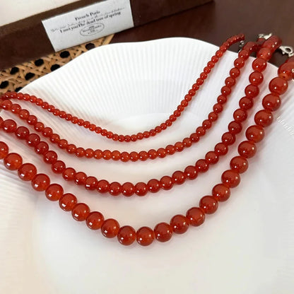 Red Beaded Necklace for Women Glass Bead Clavicle Chokers Exquisite Elegant Neck Necklace Aesthetic Jewelry Party Accessories