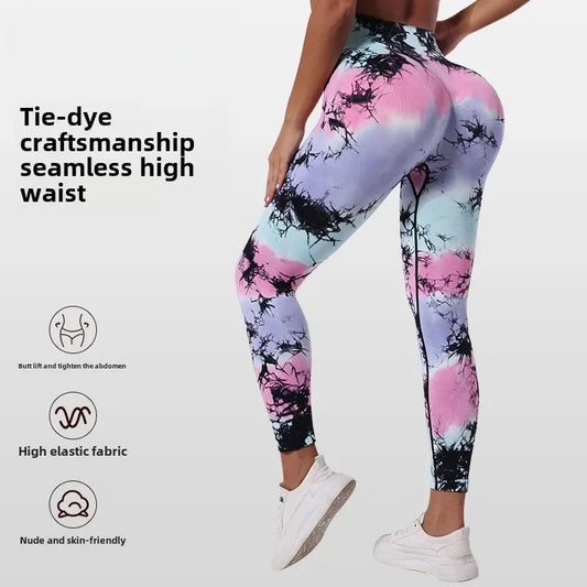 Yoga pants for women, tie dye graffiti seamless high waisted running, fitness, tight fitting leggings