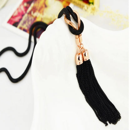 Elegant Female Fashion Pendant Necklace Tassel Long Winter Sweater Chain Necklace Women Geometric Twisted Necklaces Jewelry Gift
