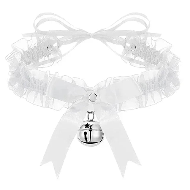 Lace Aesthetic Necklace Bow Knot Bell Choker Necklace Women's Cute Collar Gothic Simple Sexy Lovely Pendant Fashion Jewelry