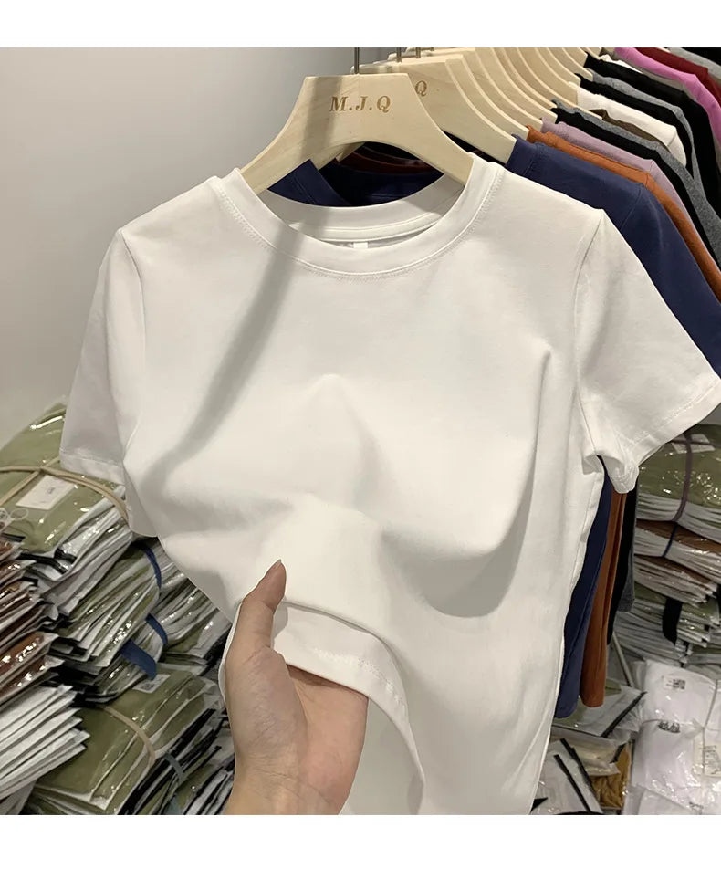 Women T Shirt Girls T-Shirt Woman Clothes Tops  Tshirt Female Short Sleeve Spring Tee Sexy Y2k Top White
