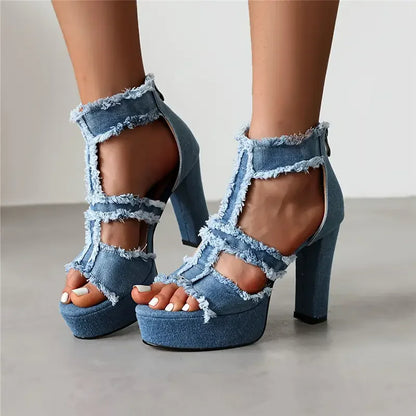 2024 New Designer Outdoor Fashion Summer Sandals High Heel Platform Women Shoes Comfortable Peep Toe Sandals Shoes for Women