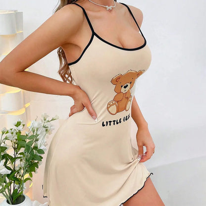 2024 New Suspenders Skirt Ladies Short Skirt Comfortable Home Leisure Home Wear Sexy Can Be Worn Outside Printing Girls Nightgow