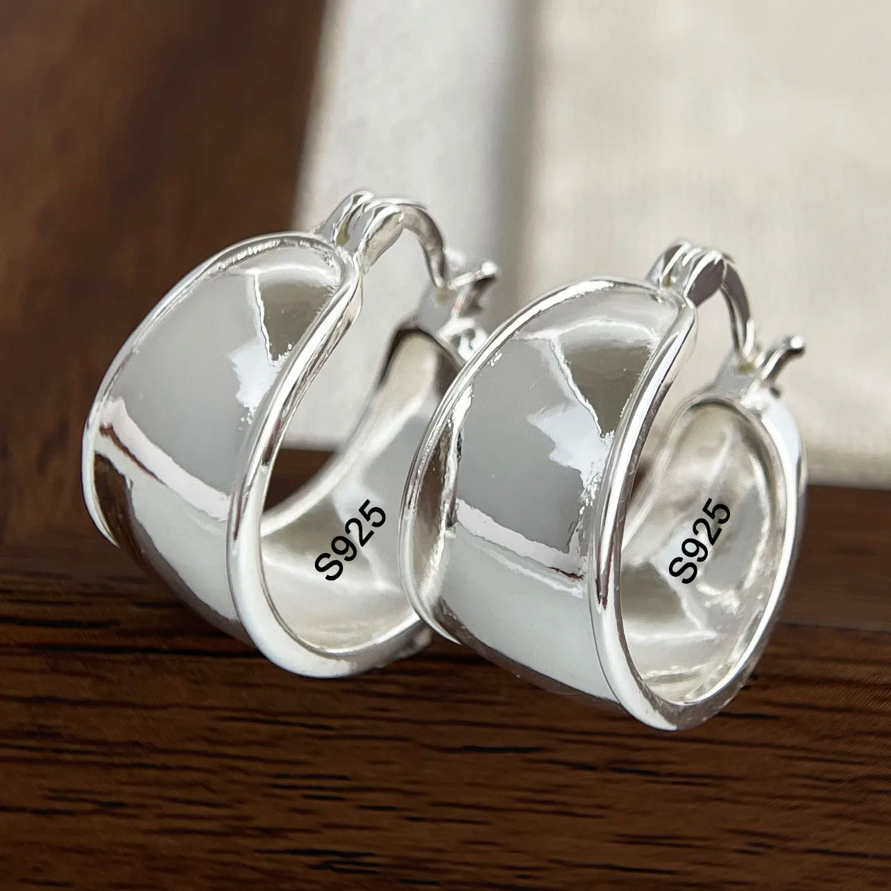 925 Sterling Silver Earrings for Women Wide Sexy Girl Fashion Trendy Jewelry Gift Party Wedding pendientes