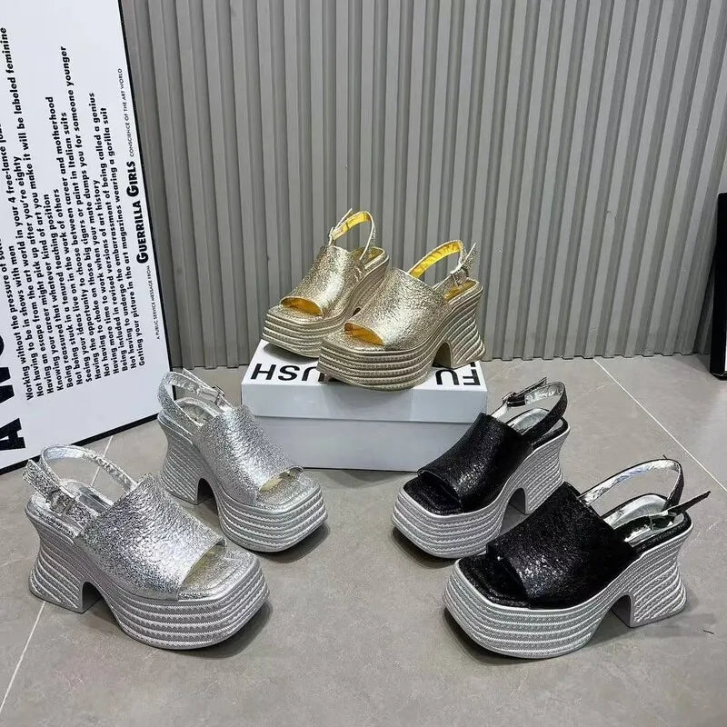 High Heels Sandals Women's Chunky Designer Shoes Platform Fashion Slippers Dress New Pumps Flip Flops Elegant Mujer De Sandalias
