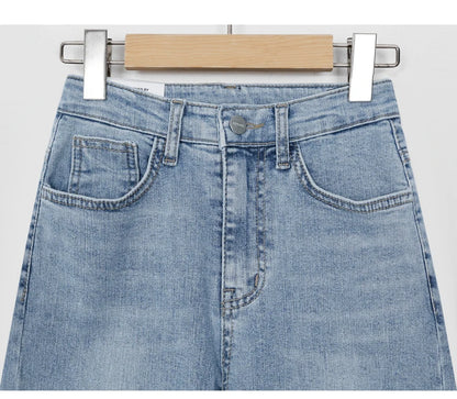 Light Blue Jeans Women Straight Leg Elastic Chic Boyfriend Pants Denim Streetwear Women Ladies Cargo Pants New Fashion 2023