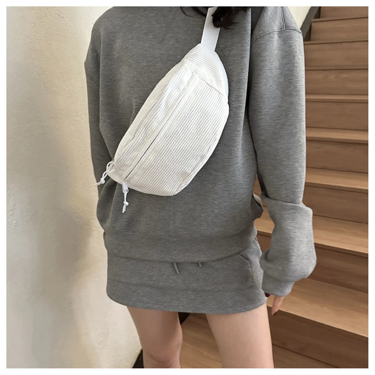 Women Waist Bag Fashion New Student Shoulder Crossbody Bag Corduroy Niche Chest Bag Banana Belt Bags Ladies Handbag
