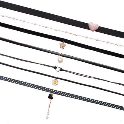 Black Choker Necklace For Women Elegant Lace Velvet Stretch Chain Gothic Flower Short Clavicle Neck Cord Aesthetic Jewelry Gift