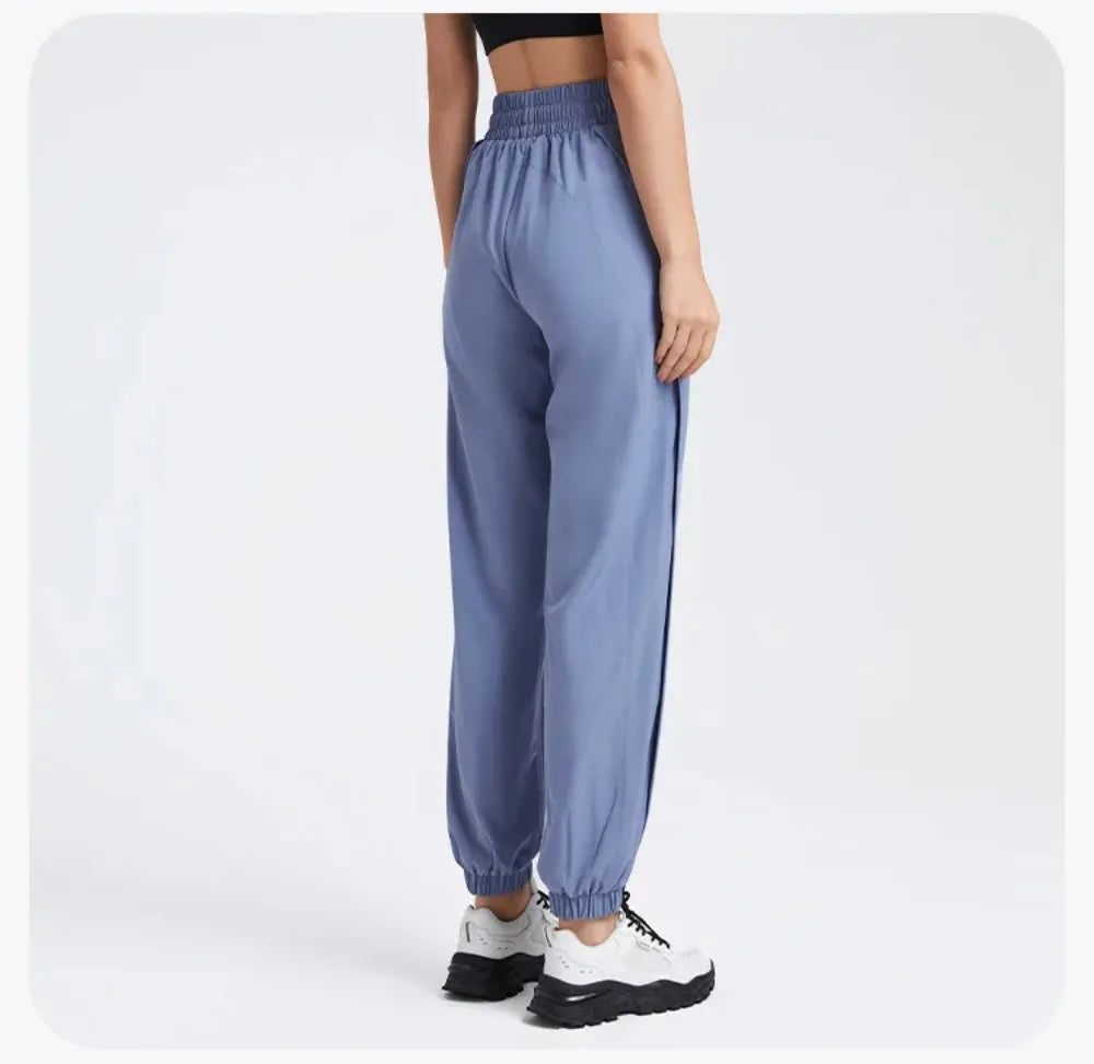 Elastic Waist Yoga Pants for Women Loose-Fitting Workout Pants Wide-Leg Drawstring Closure Stretchy High Waisted Jogging Jogger