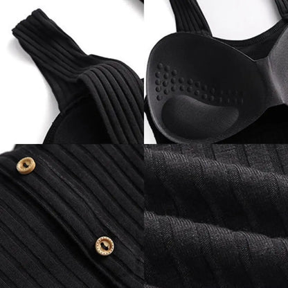 Woman's Top With Built In Bra Button Padded Bra Lady's Top Strap Vest Tank Top Summer Girls Cute Women Casual Female Camisole