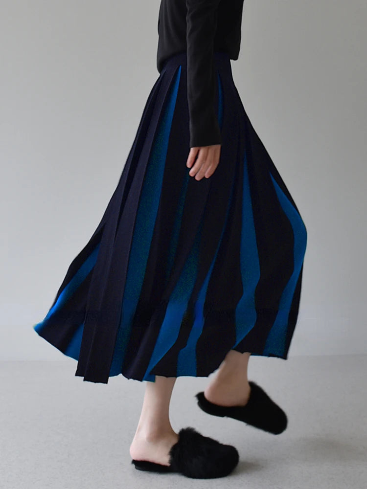 Long Skirts for Women Winter Knitted A-LINE Skirt Black White Luxury Elegant Women's Skirts Fashion 2025 High Waist Slim Skirts